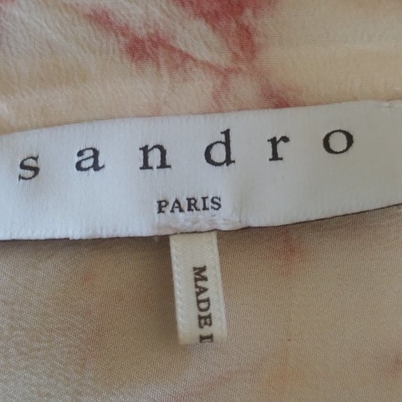 Sandro Paris Goa Embellished Silk Long Sleeve Tie-Dye Beaded Shirt SZ 2 US M - Picture 11 of 16